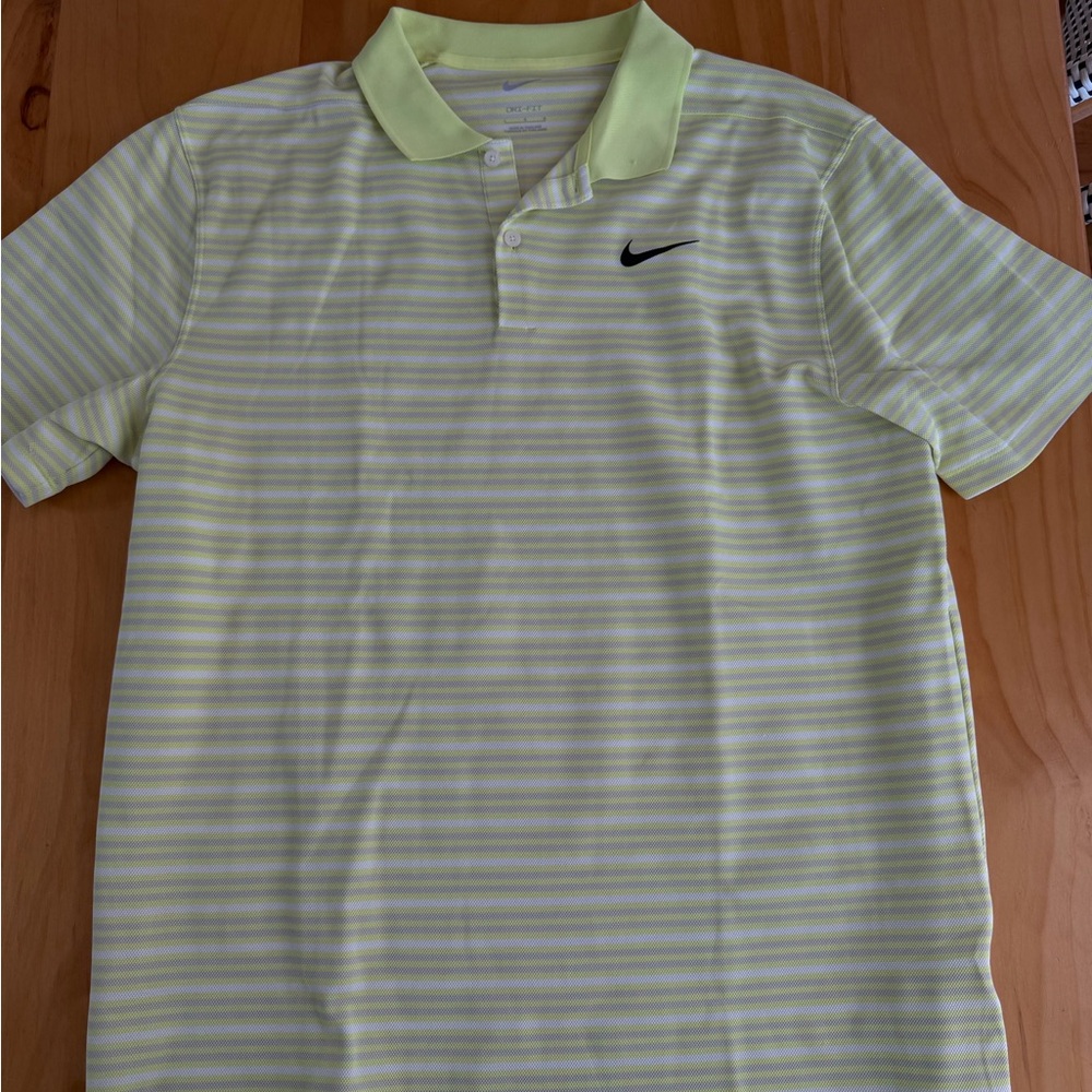 Nike Men's Polo Shirt - Light Green Stripes